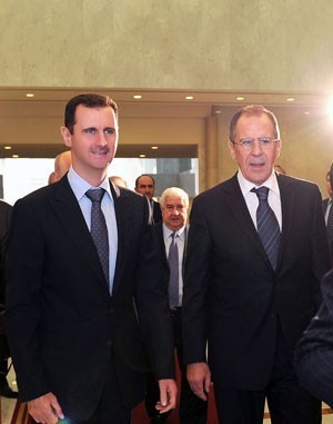 Lavrov in Damascus for Talks with al-Assad Amid Huge Popular Receptions