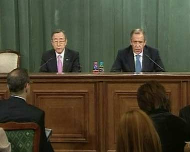 Lavrov Meets Ban: Delivering Weapons to Syria Not Secret, Iran must Enter Talks