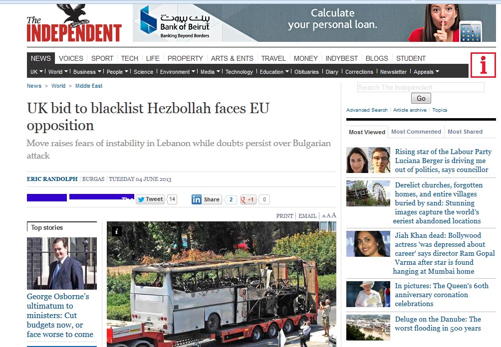 The Independent: UK Bid to Blacklist Hizbullah Faces EU Opposition