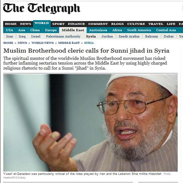 Daily Telegraph: Al-Qardawi Inflaming Sectarian Tension in ME