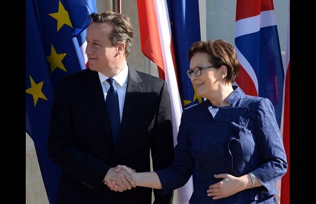 Britain’s Cameron in Poland, Seeking Support on EU Reform