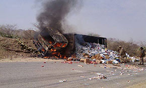 KSA Bombs Aid Truck in Yemen’s Saada KSA Bombs Aid Truck in Yemen’s Saada