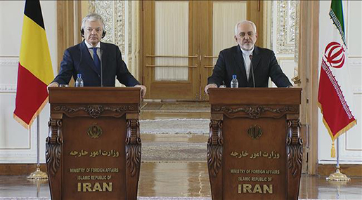 Belgian Foreign Minister Didier Reynders with his Iranian counterpart Mohammad Javad Zarif 