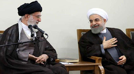 Leader of the Islamic Revolution His Eminence Imam Sayyed Ali Khamenei and Iranina President Hassan Rouhani
