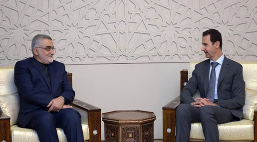 Syrian president Bashar al-Assad meets Chairman of Iranian Shura Council's Committee for Foreign Policy and National Security Alaeddin Boroujerdi 