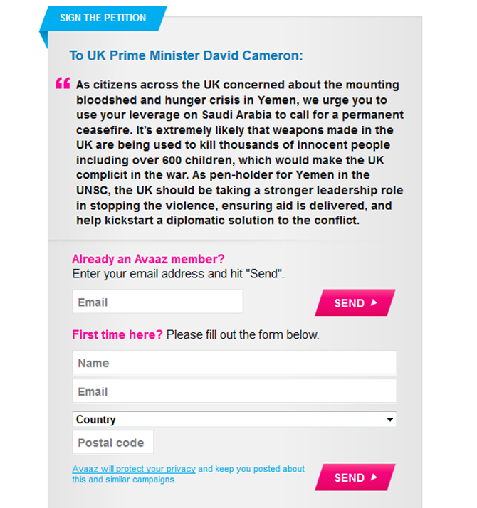UK Citizen Petition Pressures Cameron to Ceasefire in Yemen

