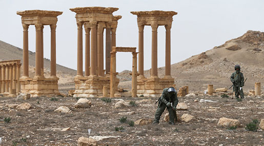 Russian Sappers Unearth Depot with 12,000 Explosive Devices in Palmyra