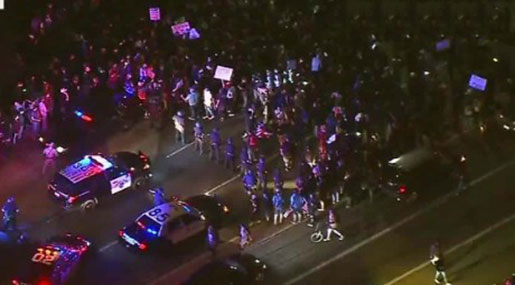 Protesters Take to Streets after Trump Rally in California
