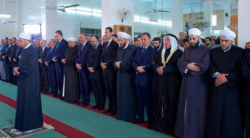 Al-Assad Performs Eid Prayers near Liberated Daesh Pocket