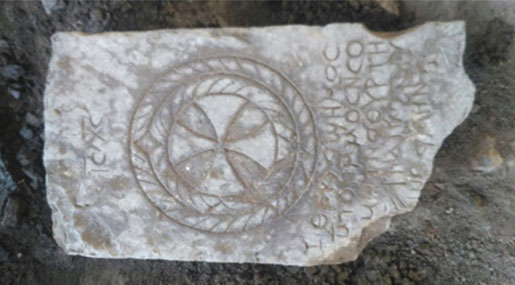 Ancient Coptic Tombstone Found Along Egypt’s Avenue of Sphinxes