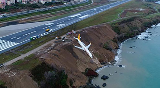 Plane Skids off Turkish Runway, Plunges towards Sea