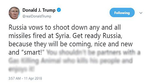 Trump Threatens Russia in a Tweet: ’Get Ready the Missiles Are Coming’