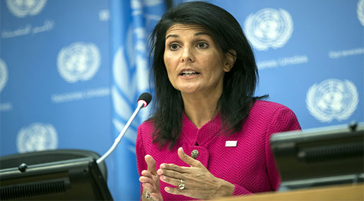 Haley: US to Veto UN Resolution on Protecting Palestinians