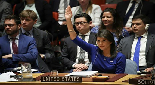 US Vetoes UN Resolution on Protecting Palestinians