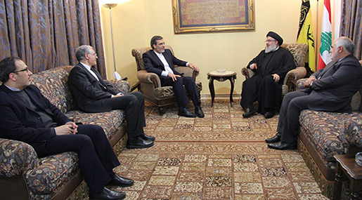 Sayyed Nasrallah, Iranian Deputy FM Hossein Jaberi Ansari and the accompaniying delegation 