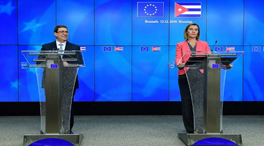 EU's Federica Mogherini and Cuban Foreign Minister Bruno Rodriguez Parrilla