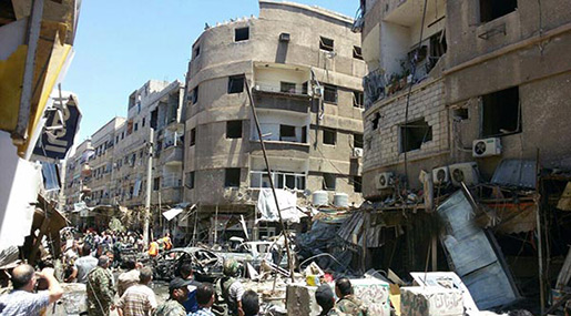 8 Killed, 13 Injured in Twin Terrorist Blasts in Damascus 8 Martyred, 13 Injured in Twin Terrorist Blasts in Damascus