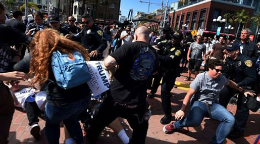 Protesters Clash at Trump San Diego Rally
