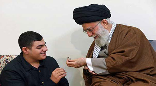 Leader of the Islamic Revolution His Eminence Imam Sayyed Ali Khamenei and the Martyr Mustafa Badreddine