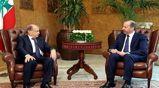 Lebanese President Michel Aoun meets Syrian Minister of Presidential Affairs Mansour Fadellulah Azam