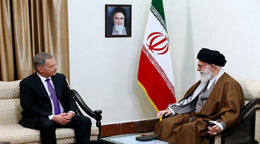 Leader of the Islamic Revolution His Eminence Imam Sayyed Ali Khamenei (R) and Finnish President Sauli Niinistö meet in Tehran on October 26, 2016. 
