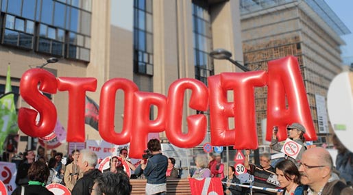 People protesting Ceta deal 