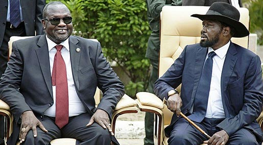 South Sudan President Salva Kiir and his former VP Reik Machar