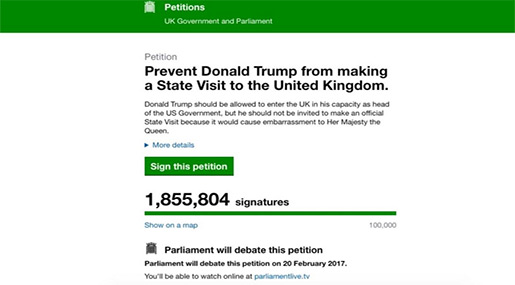 UK Gov’t Rejects Petition to Cancel Trump State Visit