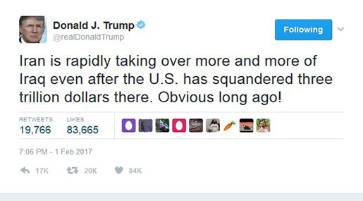 Baghdad Angered by Trump's Claims Iran Is 'Taking Over' Iraq