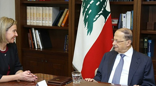European Union's High Representative Federica Mogherini and Lebanese President Michel Aoun