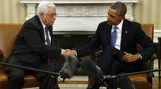 Former US President Barack Obama and Paletinian Authority President Mahmoud Abbas