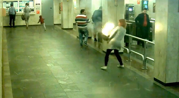 Woman in metro station