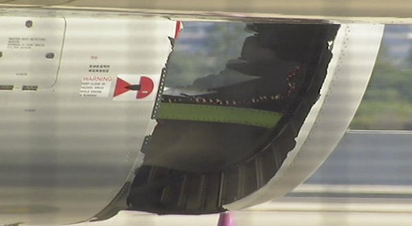 Hole in plane engine casing