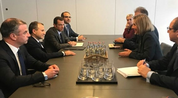 EU FP Chief Federica Mogehrini and Lebanese Minister of Foreign affairs Gibran Bassil