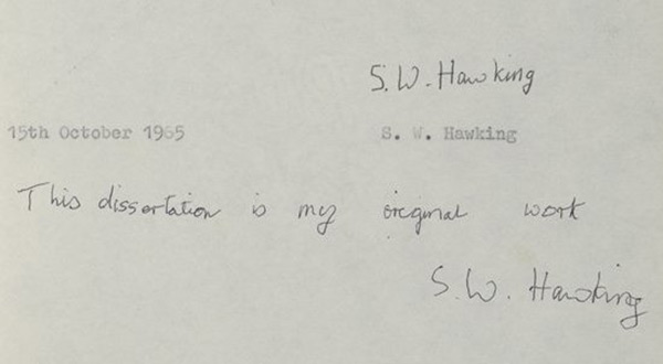 Stephen Hawking's PhD Thesis