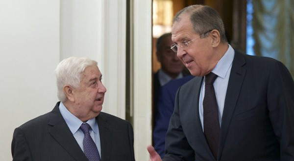 Syrian FM Walid al-Moallem and his Russian counterpart Sergei Lavrov