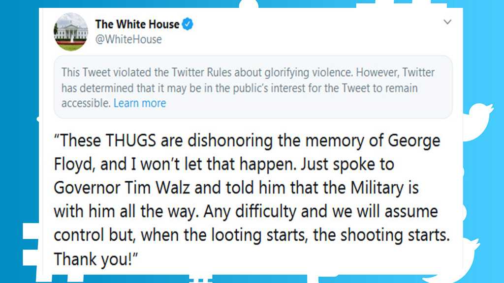Twitter Blocks White House Tweet for ‘Glorifying Violence’ After Reposting Trump’s Warning
