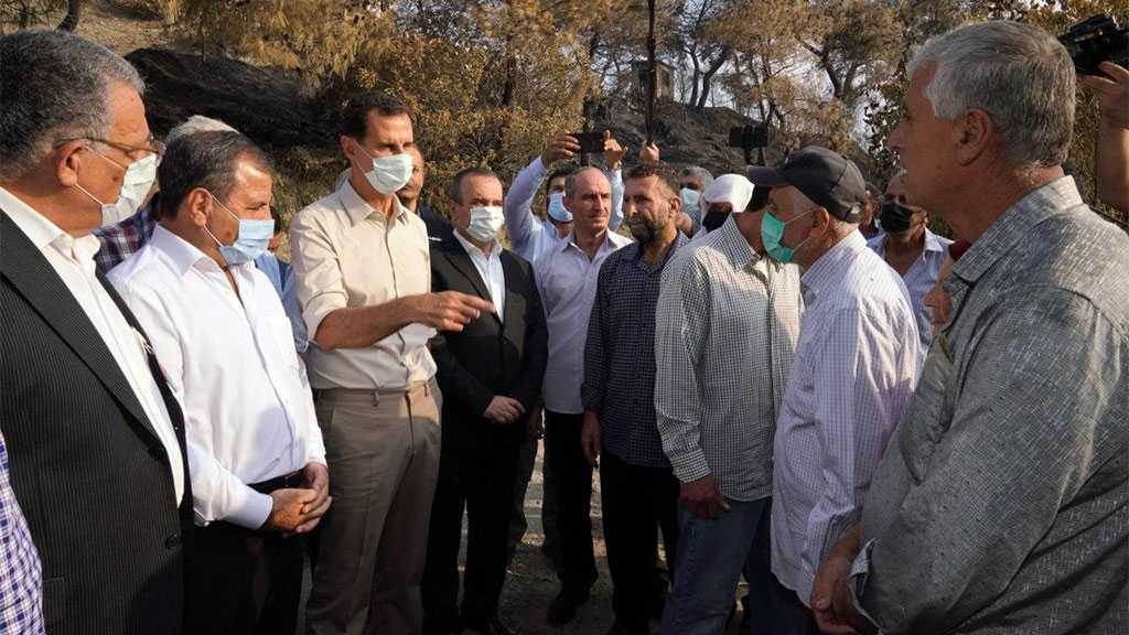 Assad Inspects Areas Damaged by Wildfire in Lattakia
