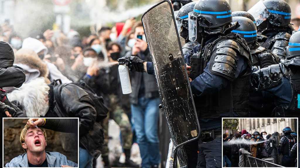 French ‘Freedom of Expression’: Riot Police Pepper-spray Protesting School Kids