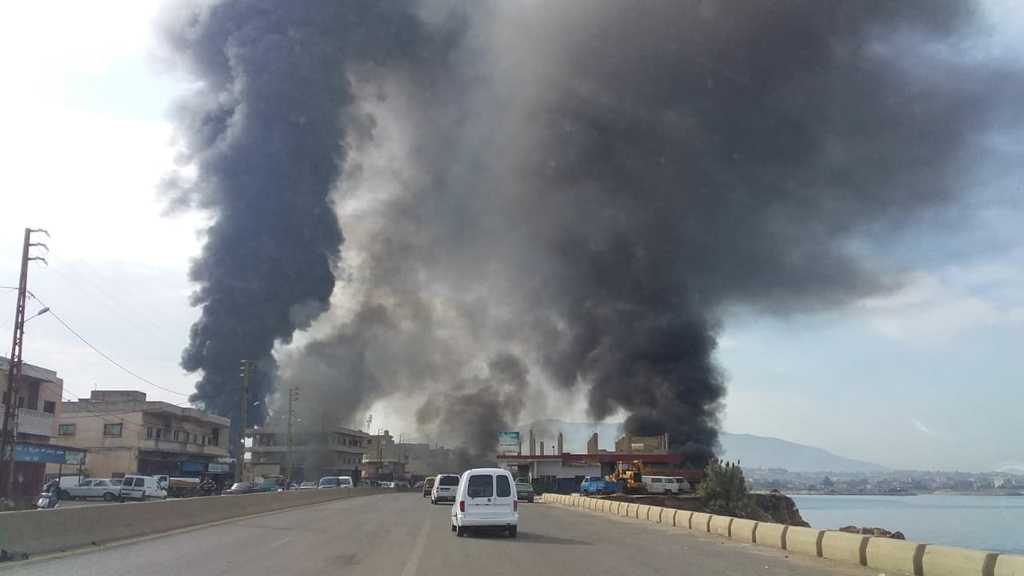Civil Defense Controls Pipeline Fire North Lebanon