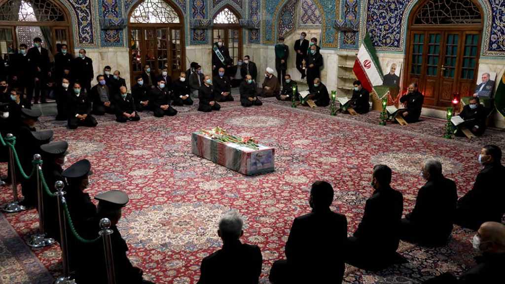 Martyr Fakhrizadeh at Shrine of Imam Reza [AS] Before He Is Laid to Rest