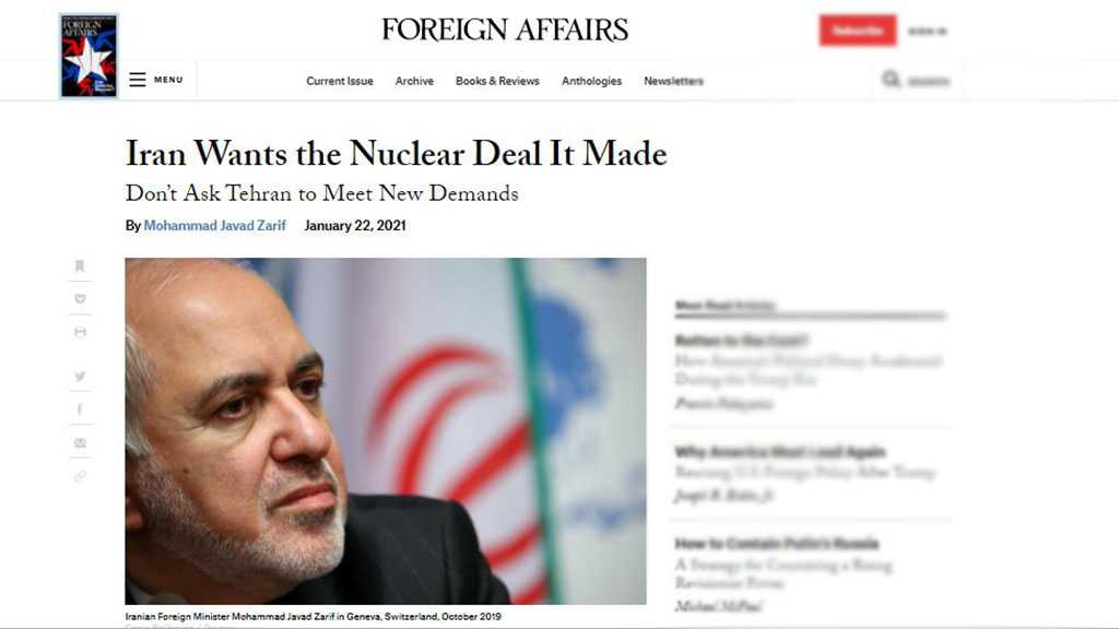 Zarif: Biden’s US Should Seize Chance to Lift Bans, Rejoin JCPOA