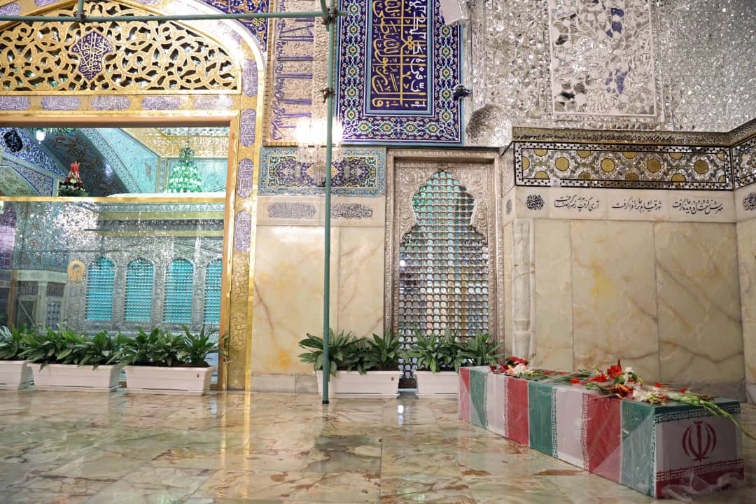 Martyr Fakhrizadeh at Shrine of Imam Reza [AS] Before He Is Laid to Rest