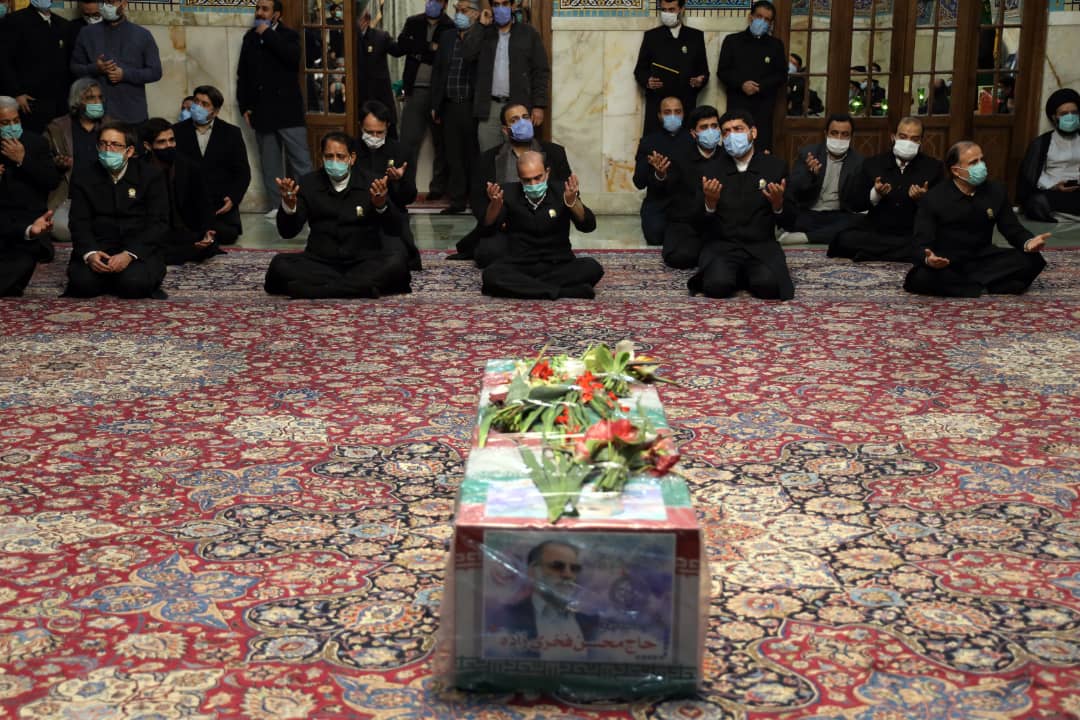 Martyr Fakhrizadeh at Shrine of Imam Reza [AS] Before He Is Laid to Rest