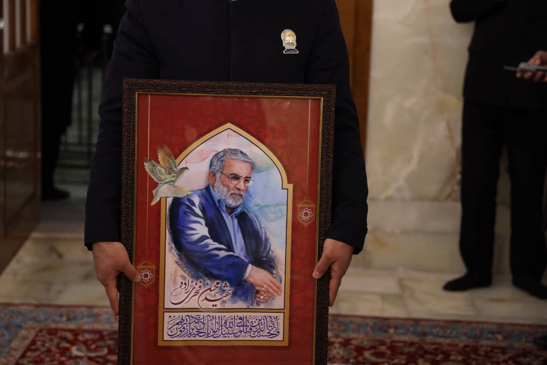 Martyr Fakhrizadeh at Shrine of Imam Reza [AS] Before He Is Laid to Rest
